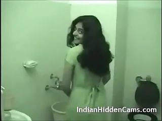 indian girl in bathroom